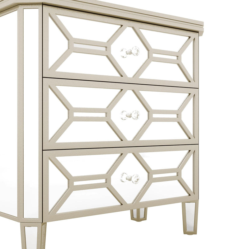 Elegant Mirrored 3-Drawer Chest with Golden LinesStorage Cabinet for Living Room, Hallway, Entryway - Urban Living Furniture (Los Angeles, CA)