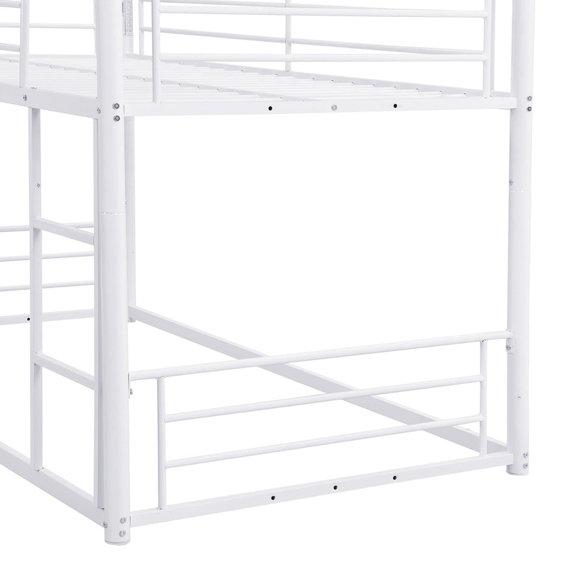 Twin Size Metal Bunk Bed with Ladders and Slide, Divided into Platform and Loft Bed, White - Urban Living Furniture (Los Angeles, CA)