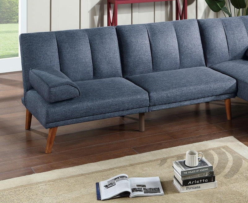 Navy Polyfiber Adjustable Sofa Living Room Furniture Solid wood Legs Plush Couch - Urban Living Furniture (Los Angeles, CA)