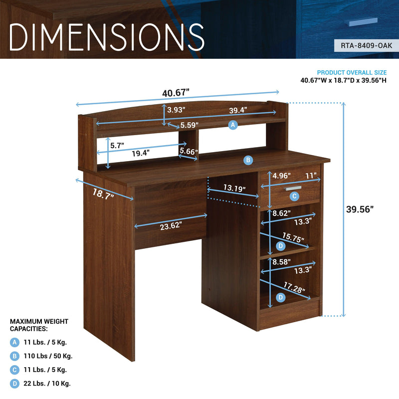 Techni MobiliModern Office Desk with Hutch, Oak - Urban Living Furniture (Los Angeles, CA)