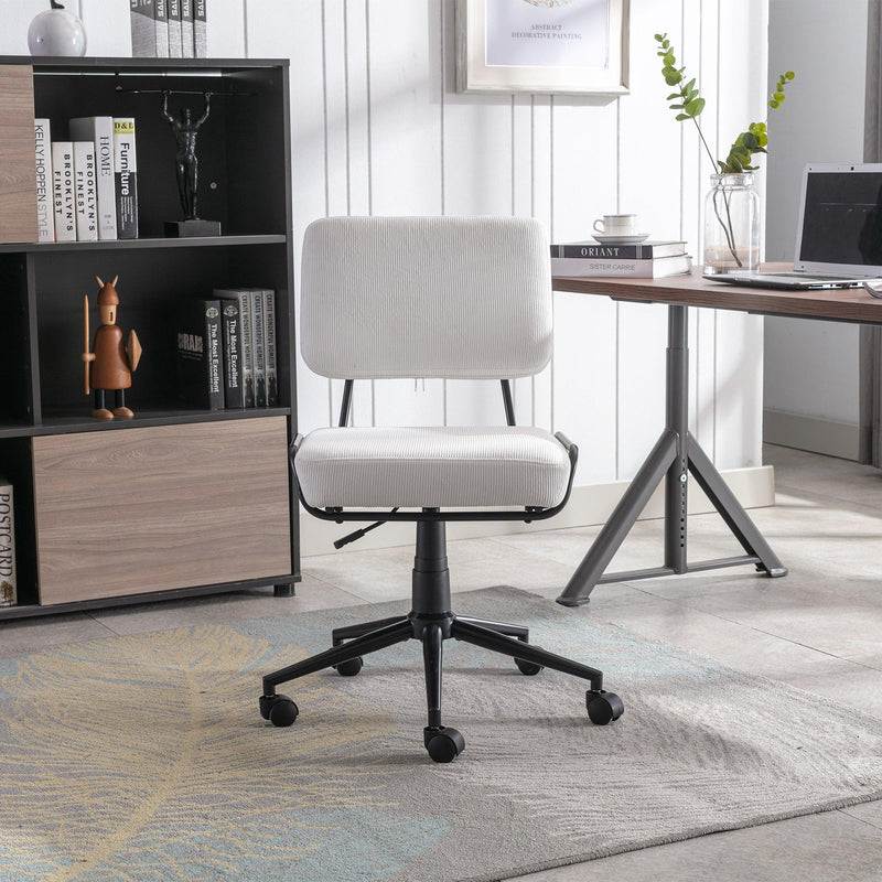 Corduroy Desk Chair Task Chair Home Office Chair Adjustable Height, Swivel Rolling Chair with Wheels for Adults Teens Bedroom Study Room,White - Urban Living Furniture (Los Angeles, CA)