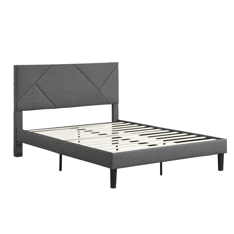 Queen Size Upholstered Platform Bed Frame with Headboard, Strong Wood Slat Support, Mattress Foundation, No Box Spring Needed, Easy Assembly, Gray - Urban Living Furniture (Los Angeles, CA)