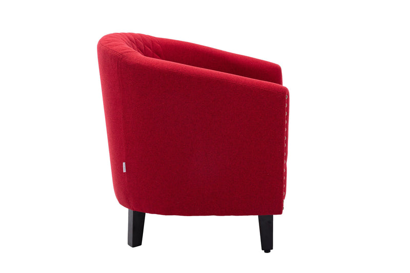 accent Barrel chair living room chair with nailheads and solid wood legs  Red  Linen - Urban Living Furniture (Los Angeles, CA)