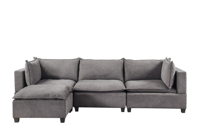 Madison Light Gray Fabric Reversible Sectional Sofa Ottoman - Urban Living Furniture (Los Angeles, CA)