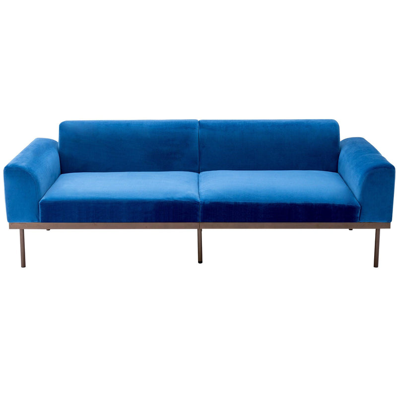 Modern Velvet Sofa with Metal Legs,Loveseat Sofa Couch with Two Pillows for Living Room and Bedroom,Blue - Urban Living Furniture (Los Angeles, CA)