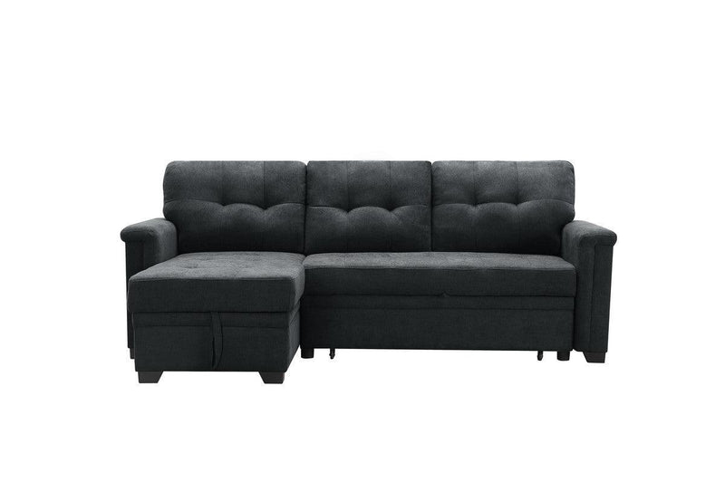 Ashlyn Dark Gray Woven Fabric Sleeper Sectional Sofa Chaise with USB Charger and Tablet Pocket - Urban Living Furniture (Los Angeles, CA)