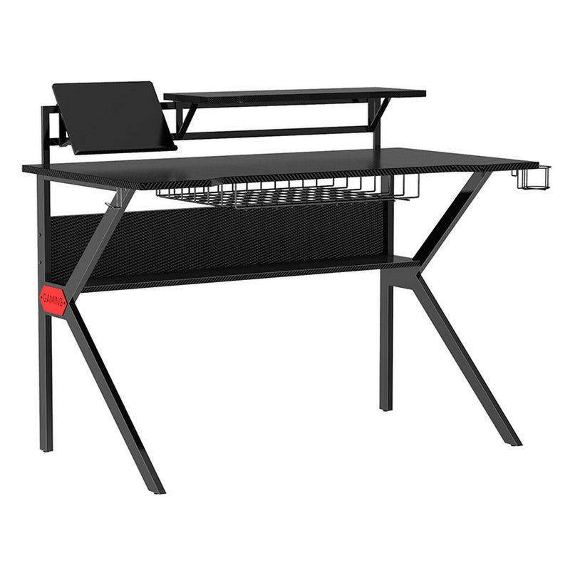 PVC Coated Ergonomic Metal Frame Gaming Desk with K Shape Legs, Black