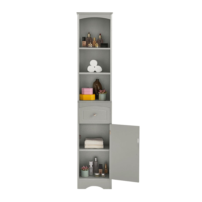 Tall Bathroom Cabinet, FreestandingStorage Cabinet with Drawer, MDF Board, Adjustable Shelf, Grey - Urban Living Furniture (Los Angeles, CA)