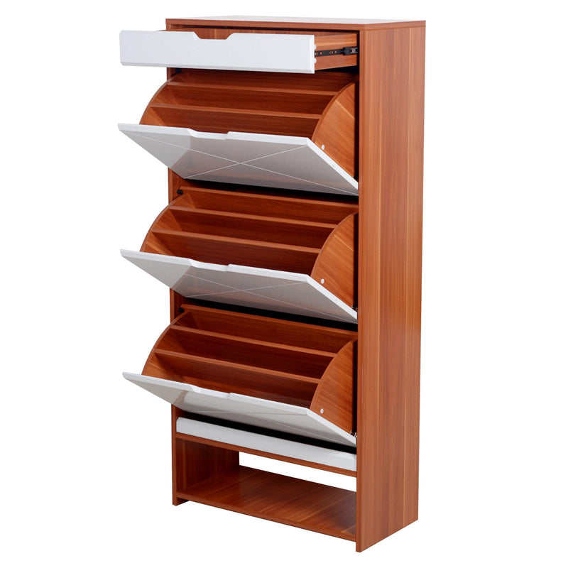 Shoe Cabinet with 3 Flip Drawers WoodenShoe Cabinet Organizer with Adjustable Shelves FreestandingShoe RackStorage Cabinet for Entrance Hallway Living Room Bedroom - Urban Living Furniture (Los Angeles, CA)