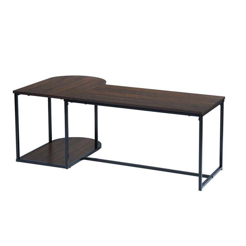 47.2''W x 25.6"D x 17.7"HModern Industrial Style Rectangular Wood Grain Top Coffee Table with Metal Frame - Walnut & Black - Urban Living Furniture (Los Angeles, CA)