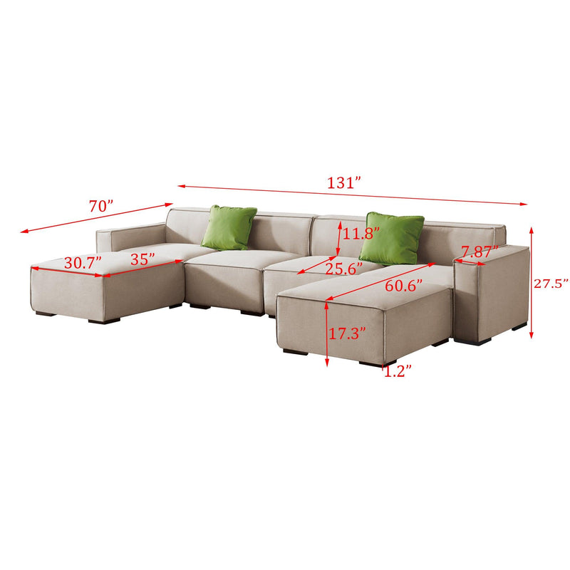 Modular U Shape Sectional Fabric Sofa (Beige) - Urban Living Furniture (Los Angeles, CA)