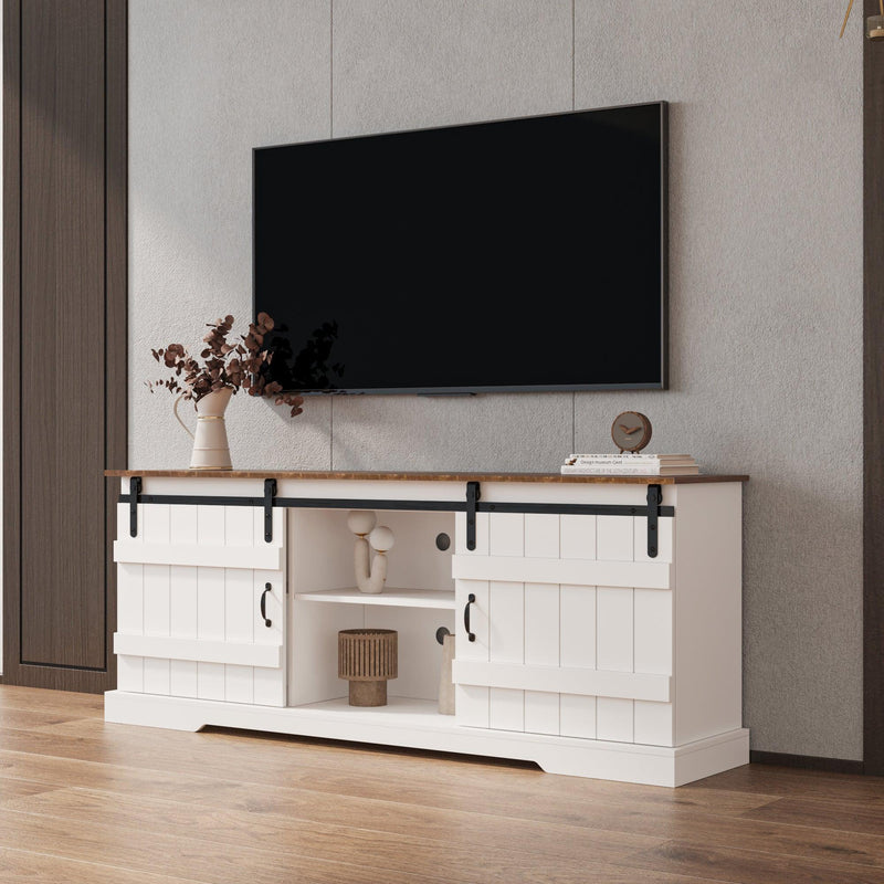 Farmhouse Sliding white Barn Door TV Stand for 80 inch TV Stands，OpenStorage Cabinet for Living Room Bedroom - Urban Living Furniture (Los Angeles, CA)