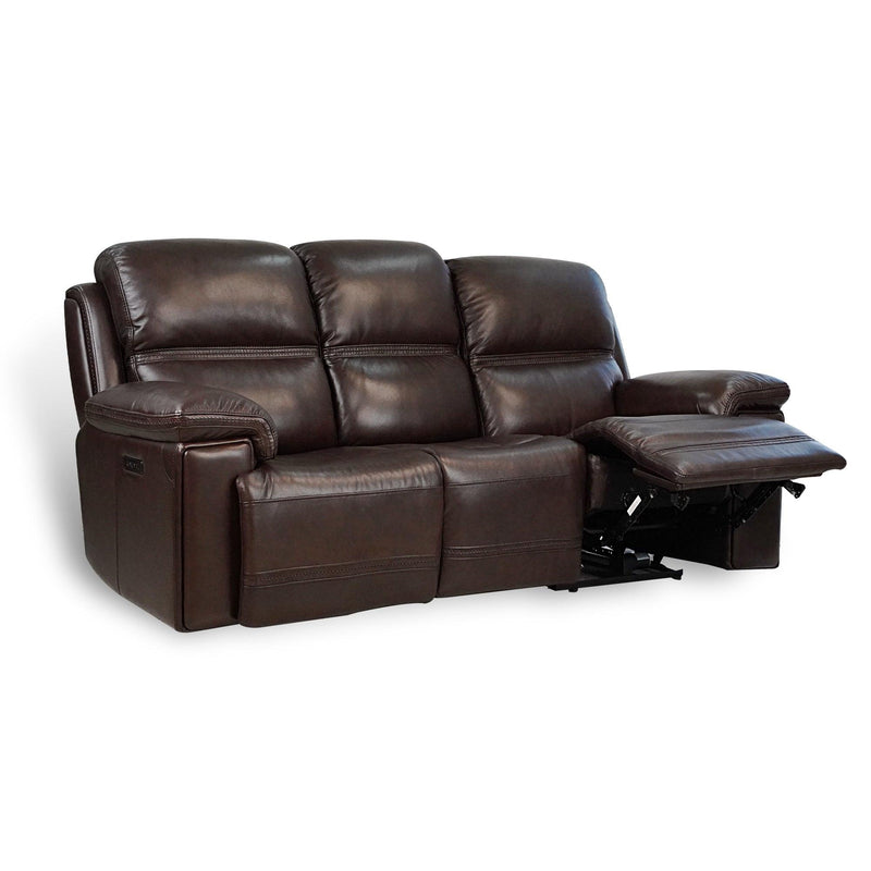 Timo Top Grain Leather Power Reclining Sofa | Adjustable Headrest | Cross Stitching