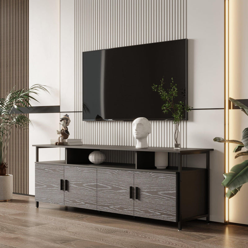 BlackModern simple wood grain TV cabinet 80-inch TV stand, open shelving multi-layerStorage - Urban Living Furniture (Los Angeles, CA)