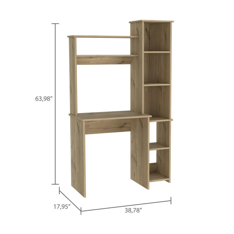 Marston 6-Shelf Writing Desk with Built-in Bookcase Light Oak - Urban Living Furniture (Los Angeles, CA)