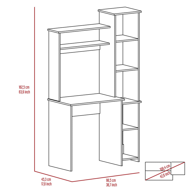 Marston 6-Shelf Writing Desk with Built-in Bookcase Light Oak - Urban Living Furniture (Los Angeles, CA)