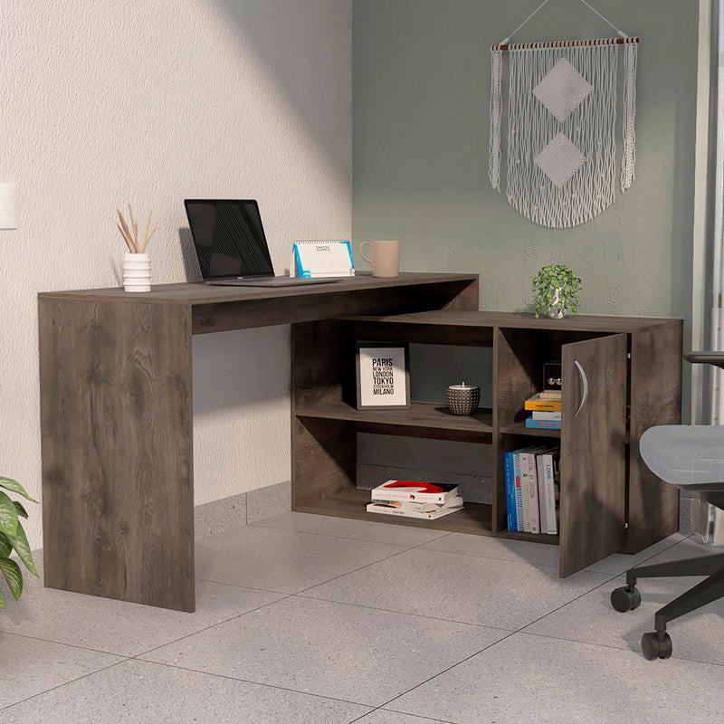 Ridley 2-Shelf L-Shaped Writing Desk Dark Brown - Urban Living Furniture (Los Angeles, CA)