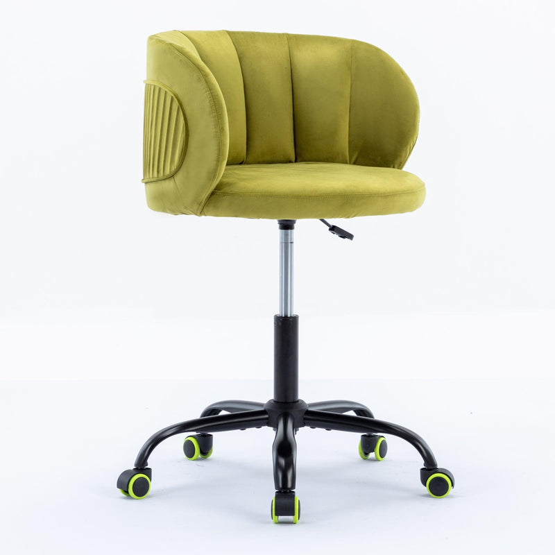 Zen Zone Velvet Leisure office chair, suitable for study and office, can adjust the height, can rotate 360 degrees, with pulley, Olive Green - Urban Living Furniture (Los Angeles, CA)