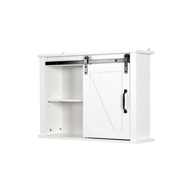 Bathroom Wall Cabinet with 2 Adjustable Shelves WoodenStorage Cabinet with a Barn Door 27.16x7.8x19.68 inch