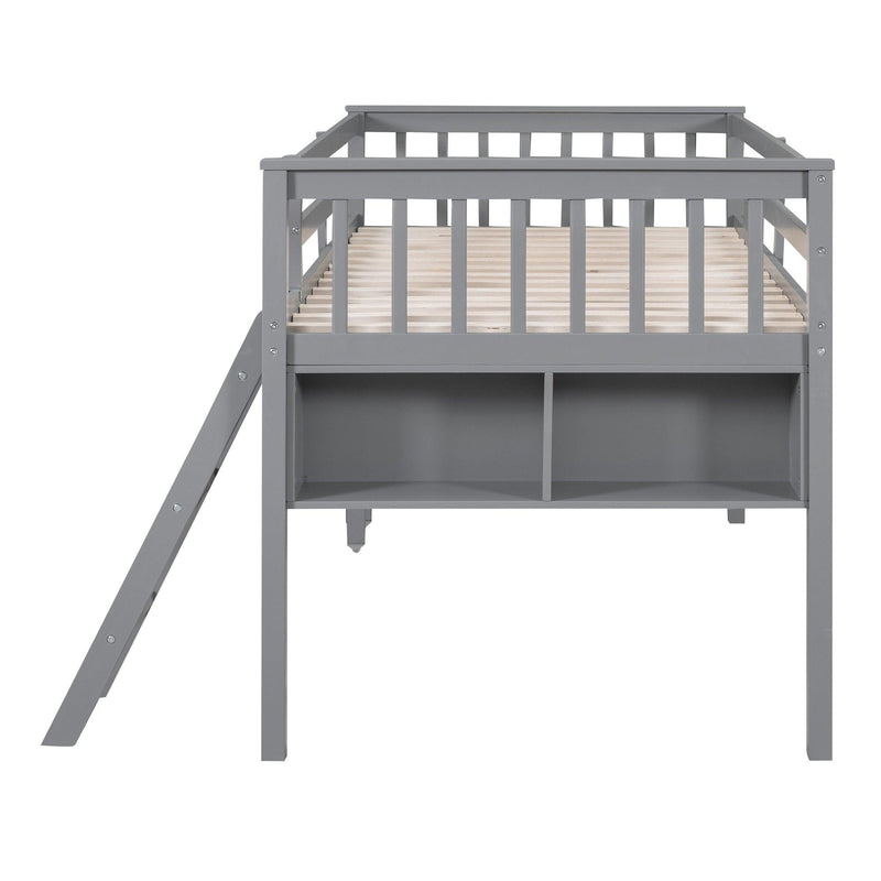 Twin Size Loft Bed With Removable Desk and Cabinet, Gray - Urban Living Furniture (Los Angeles, CA)