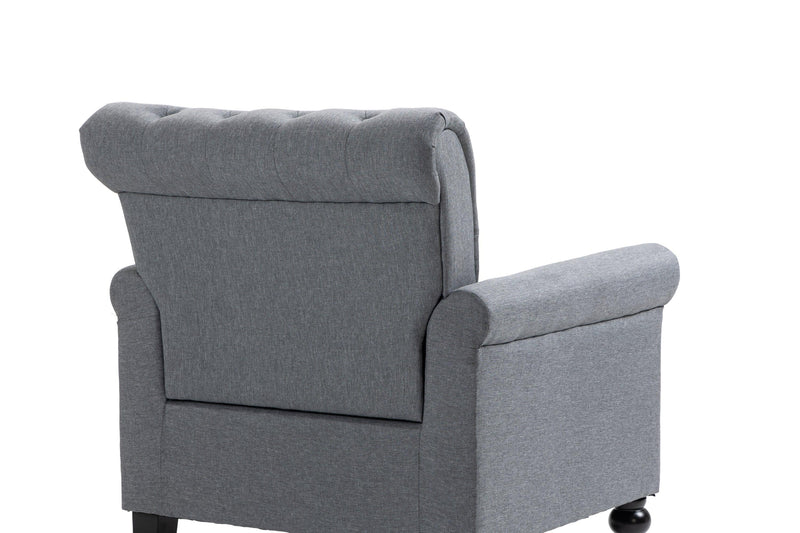 Mid-CenturyModern Accent Chair, Linen Armchair w/Tufted Back/Wood Legs, Upholstered Lounge Arm Chair Single Sofa for Living Room Bedroom, Gray - Urban Living Furniture (Los Angeles, CA)