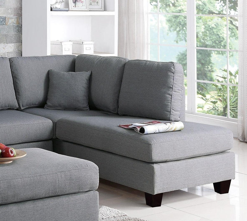 Grey Color 3pcs Sectional Living Room Furniture Reversible Chaise Sofa And Ottoman Polyfiber Linen Like Fabric Cushion Couch - Urban Living Furniture (Los Angeles, CA)