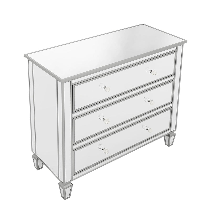 Elegant Mirrored Chest with 3 Drawers,Modern Silver FinishedStorage Cabinet for Living Room, Hallway, Entryway - Urban Living Furniture (Los Angeles, CA)