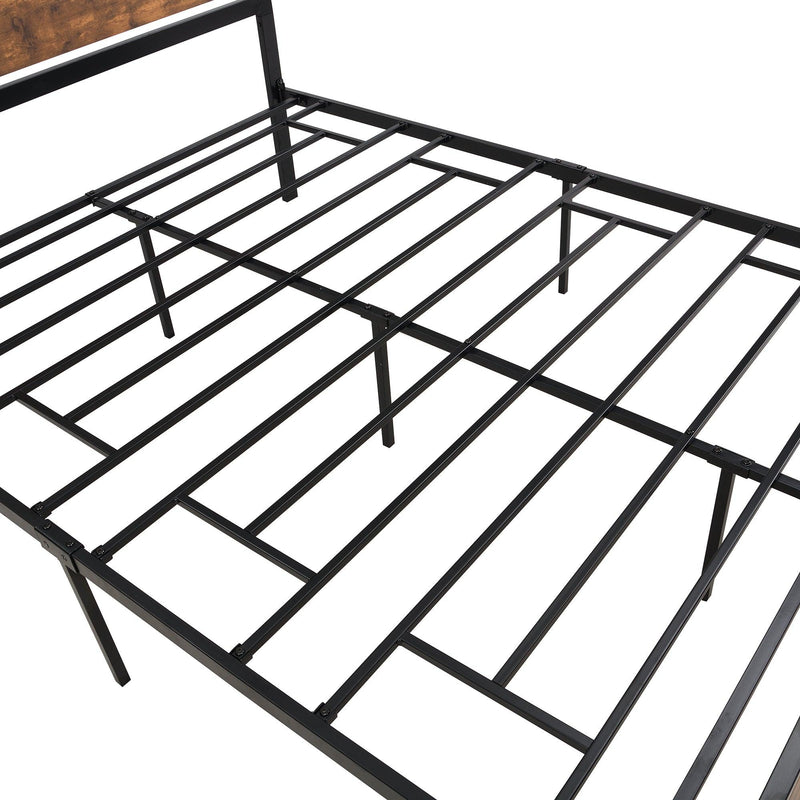 Metal and Wood Bed Frame with Headboard and Footboard ,Queen Size Platform Bed ,No Box Spring Needed, Easy to Assemble(Black) - Urban Living Furniture (Los Angeles, CA)