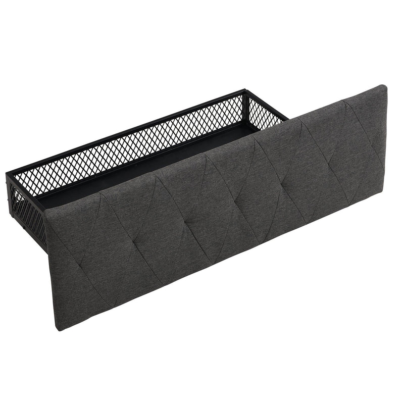 Twin SizeStorage Bed Metal Platform Bed with a Big Drawer - Gray