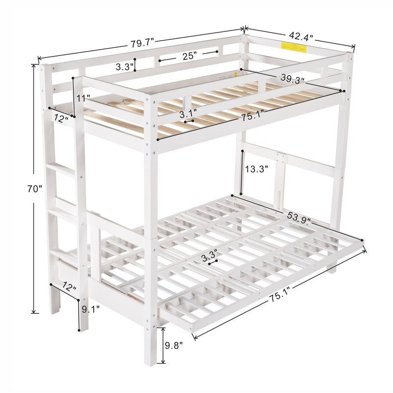 Twin over Full Convertible Bunk Bed - White - Urban Living Furniture (Los Angeles, CA)