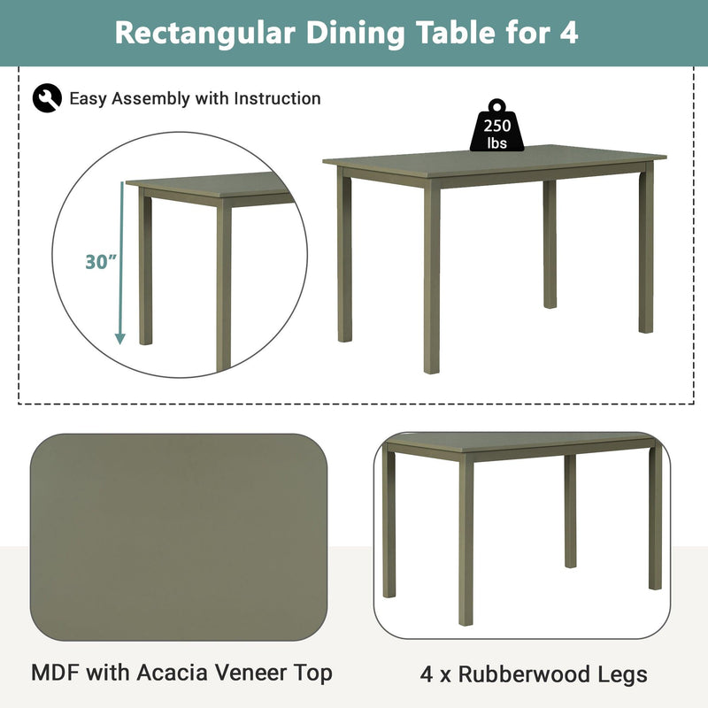 5-piece Wooden Dining Set, Kitchen Table with 2 Dining Chairs and 2 Benches, Farmhouse Rustic Style, Green - Urban Living Furniture (Los Angeles, CA)