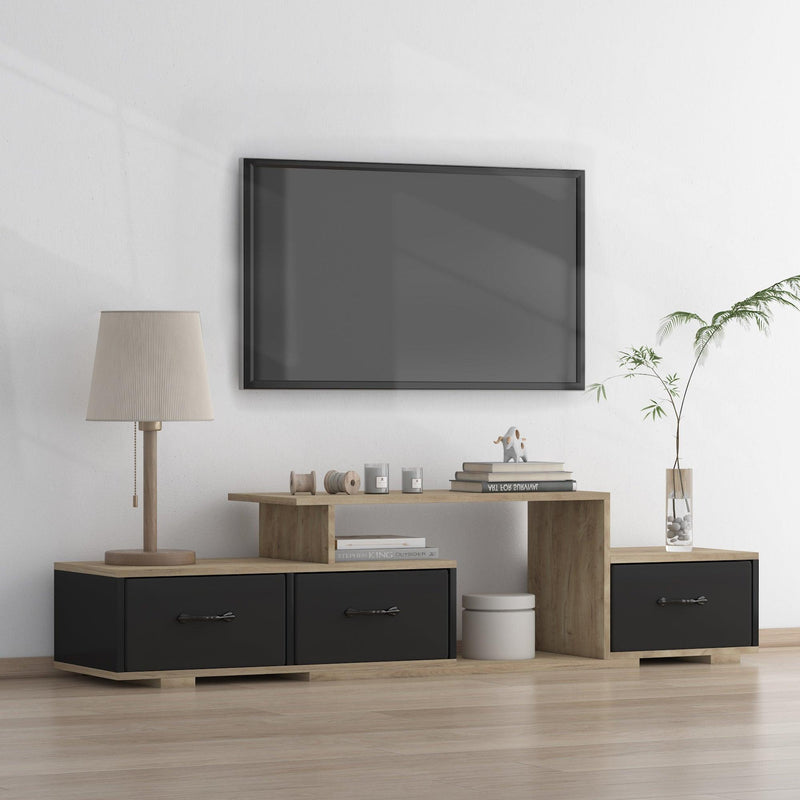 Mordern TV Stand with quick assemble,wood grain and black easy open fabrics drawers for TV Cabinet,can be assembled in Lounge Room, Living Room or Bedroom,High quality furniture - Urban Living Furniture (Los Angeles, CA)