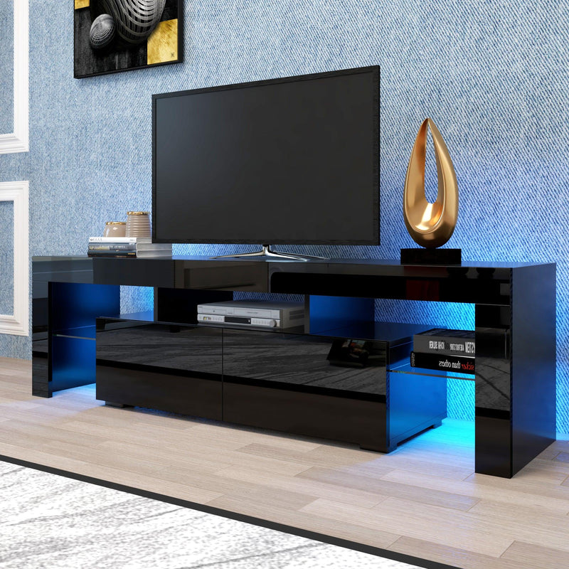 Modern Black TV Stand, 20 Colors LED TV Stand w/Remote Control Lights - Urban Living Furniture (Los Angeles, CA)