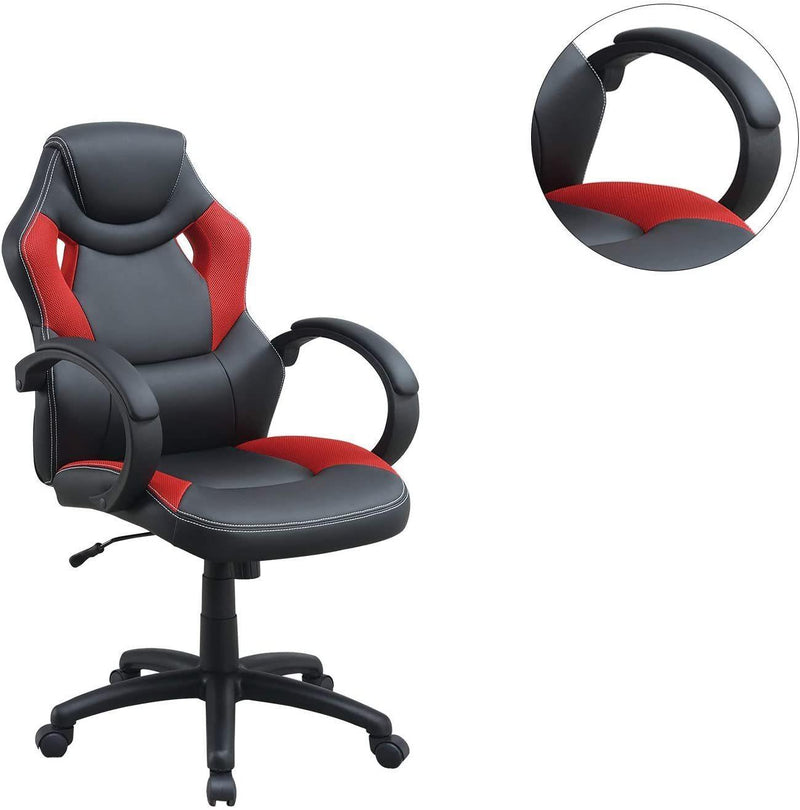 Office Chair Upholstered 1pc Cushioned Comfort Chair Relax Gaming Office Work Black And Red Color - Urban Living Furniture (Los Angeles, CA)