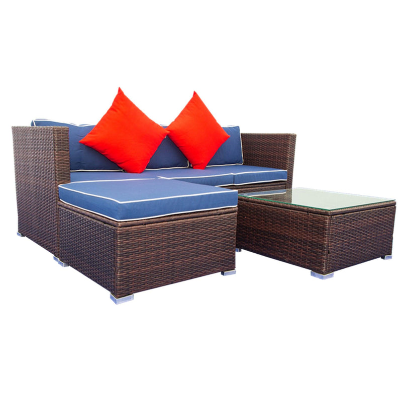 3 Piece Patio Sectional Wicker Rattan Outdoor Furniture Sofa Set - Urban Living Furniture (Los Angeles, CA)