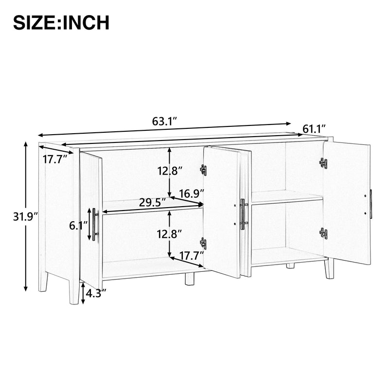 AccentStorage Cabinet Sideboard Wooden Cabinet with Metal Handles for Hallway, Entryway, Living Room, Bedroom