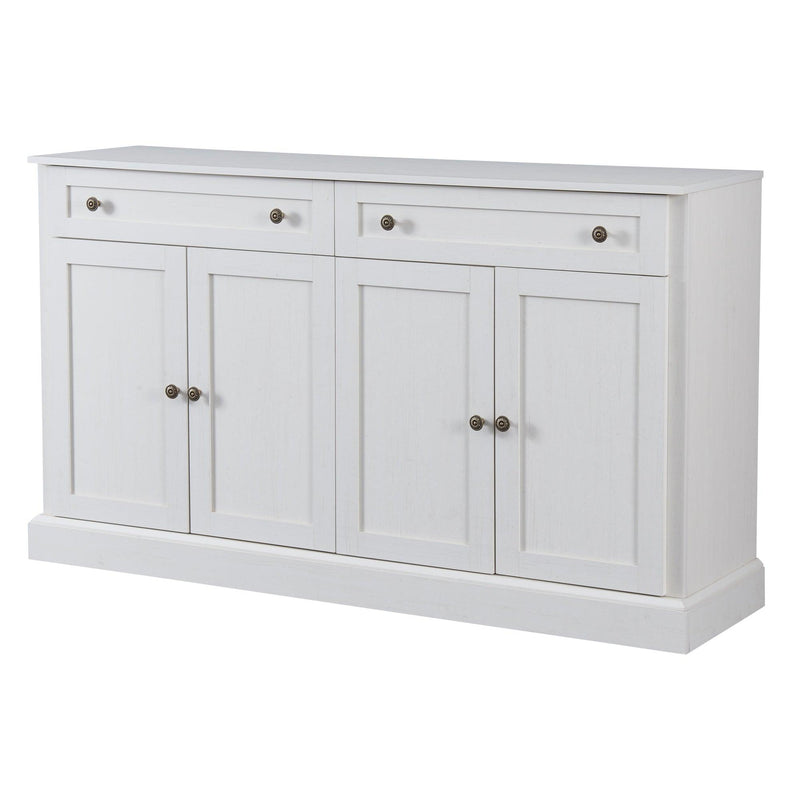 Kitchen SideboardStorage Buffet Cabinet with 2 Drawers & 4 Doors Adjustable Shelves for Dining Room, Living Room (Antique White)