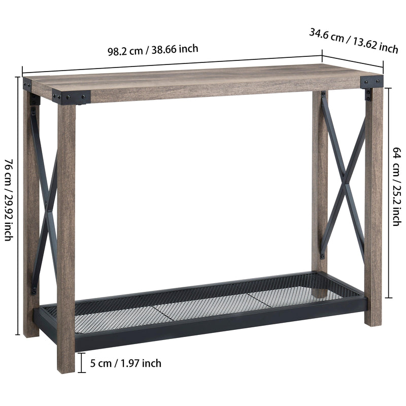 38.82" Farmhouse Entry Table, Industrial Sofa Table with 2 Tier, Console Table for Entryway, Living Room, Easy Assembly, Grey - Urban Living Furniture (Los Angeles, CA)