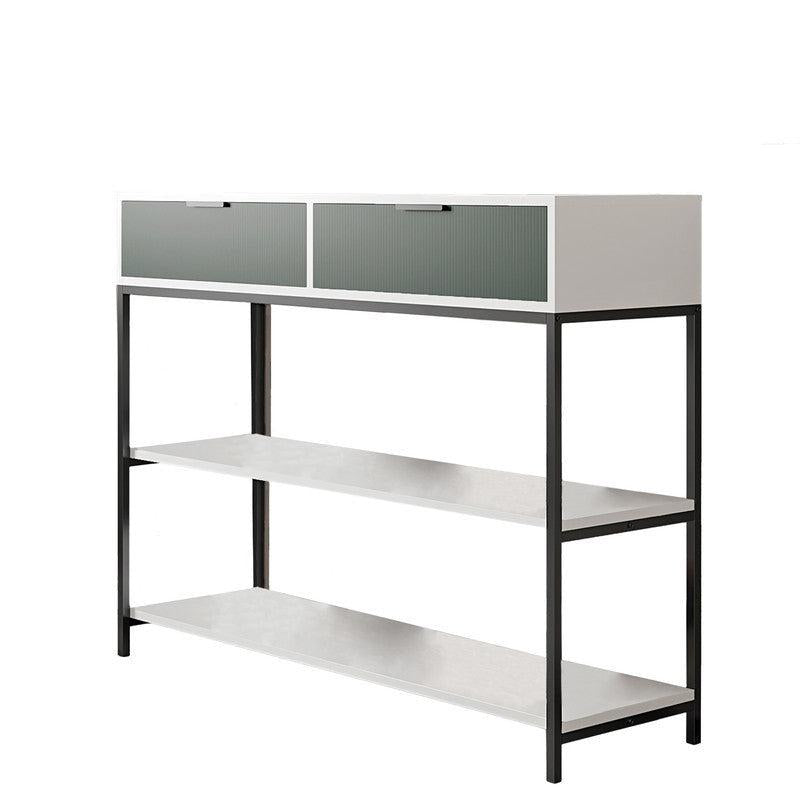 Louie White and Light Green Wood Console Table Steel Frame with Shelves and Drawers - Urban Living Furniture (Los Angeles, CA)