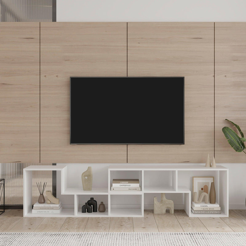 Double L-Shaped TV Stand，Display Shelf ，Bookcase for Home Furniture,White - Urban Living Furniture (Los Angeles, CA)