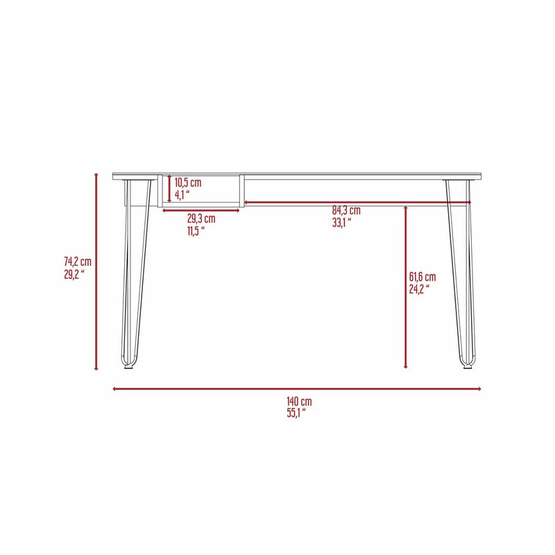 Posey 1-Drawer Rectangle Writing Desk with Hairpin Legs Mahogany - Urban Living Furniture (Los Angeles, CA)