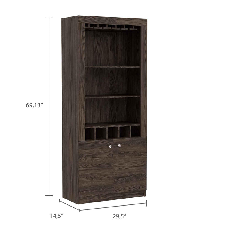 Plympton 3-Shelf Rectangle 5-Bottle Bar Cabinet  Dark Walnut - Urban Living Furniture (Los Angeles, CA)