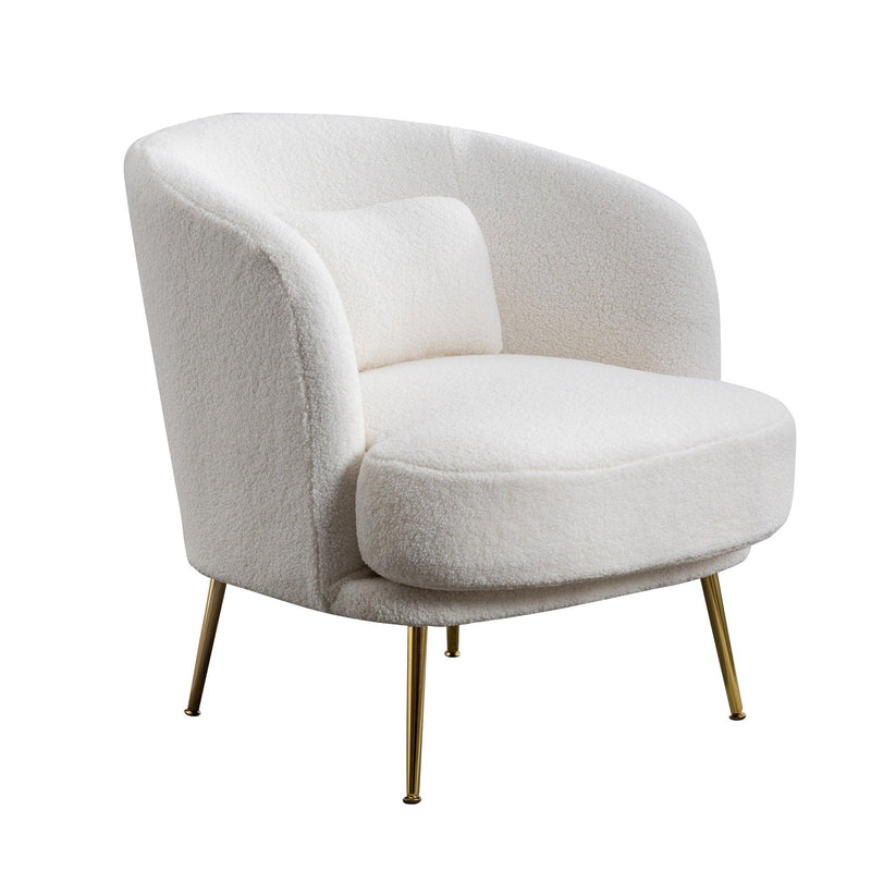 30.32"W Accent Chair Upholstered Curved Backrest Reading Chair Single Sofa Leisure Club Chair with Golden Adjustable Legs For Living Room Bedroom Dorm Room (Ivory Boucle) - Urban Living Furniture (Los Angeles, CA)