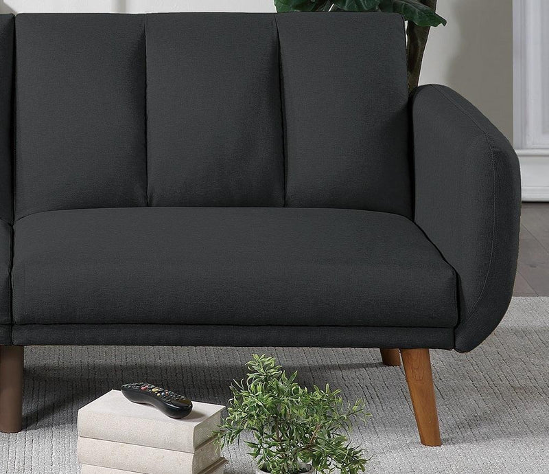 ElegantModern Sofa Black Polyfiber 1pc Sofa Convertible Bed Wooden Legs Living Room Lounge Guest Furniture - Urban Living Furniture (Los Angeles, CA)