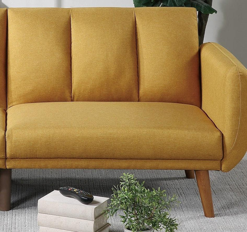 ElegantModern Sofa Mustard Color Polyfiber 1pc Sofa Convertible Bed Wooden Legs Living Room Lounge Guest Furniture - Urban Living Furniture (Los Angeles, CA)