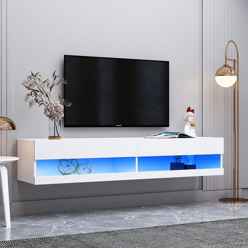 180 Wall Mounted Floating 80" TV Stand with 20 Color LEDs White - Urban Living Furniture (Los Angeles, CA)