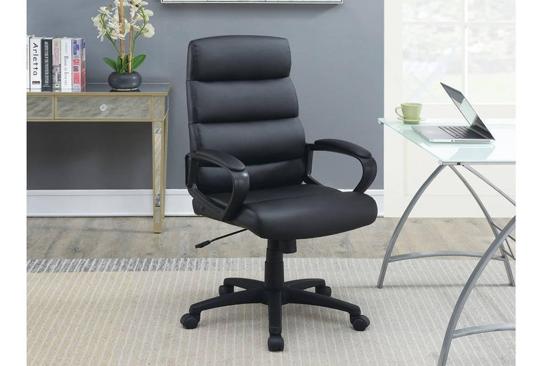 Black Faux leather Cushioned Upholstered 1pc Office Chair Adjustable Height Desk Chair Relax - Urban Living Furniture (Los Angeles, CA)