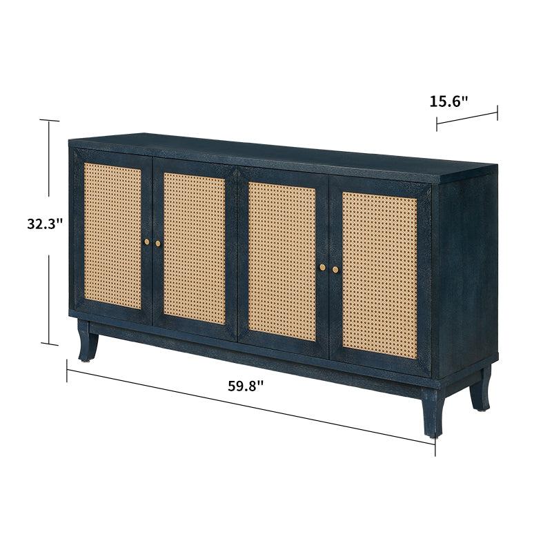 AccentStorage Cabinet Sideboard Wooden Cabinet with Antique Blue 4Doors for Hallway, Entryway, Living Room, Bedroom - Urban Living Furniture (Los Angeles, CA)