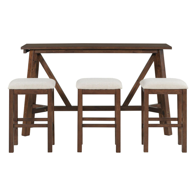 Multipurpose Home Kitchen Dining Bar Table Set with 3 Upholstered Stools(Dark Walnut) - Urban Living Furniture (Los Angeles, CA)