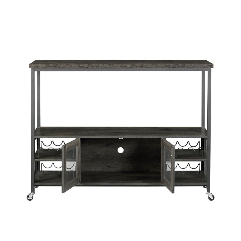 Wine shelf table,Modern wine bar cabinet, console table, bar table, TV cabinet, sideboard withStorage compartment, can be used in living room, dining room, kitchen, entryway, hallway.Dark Grey.